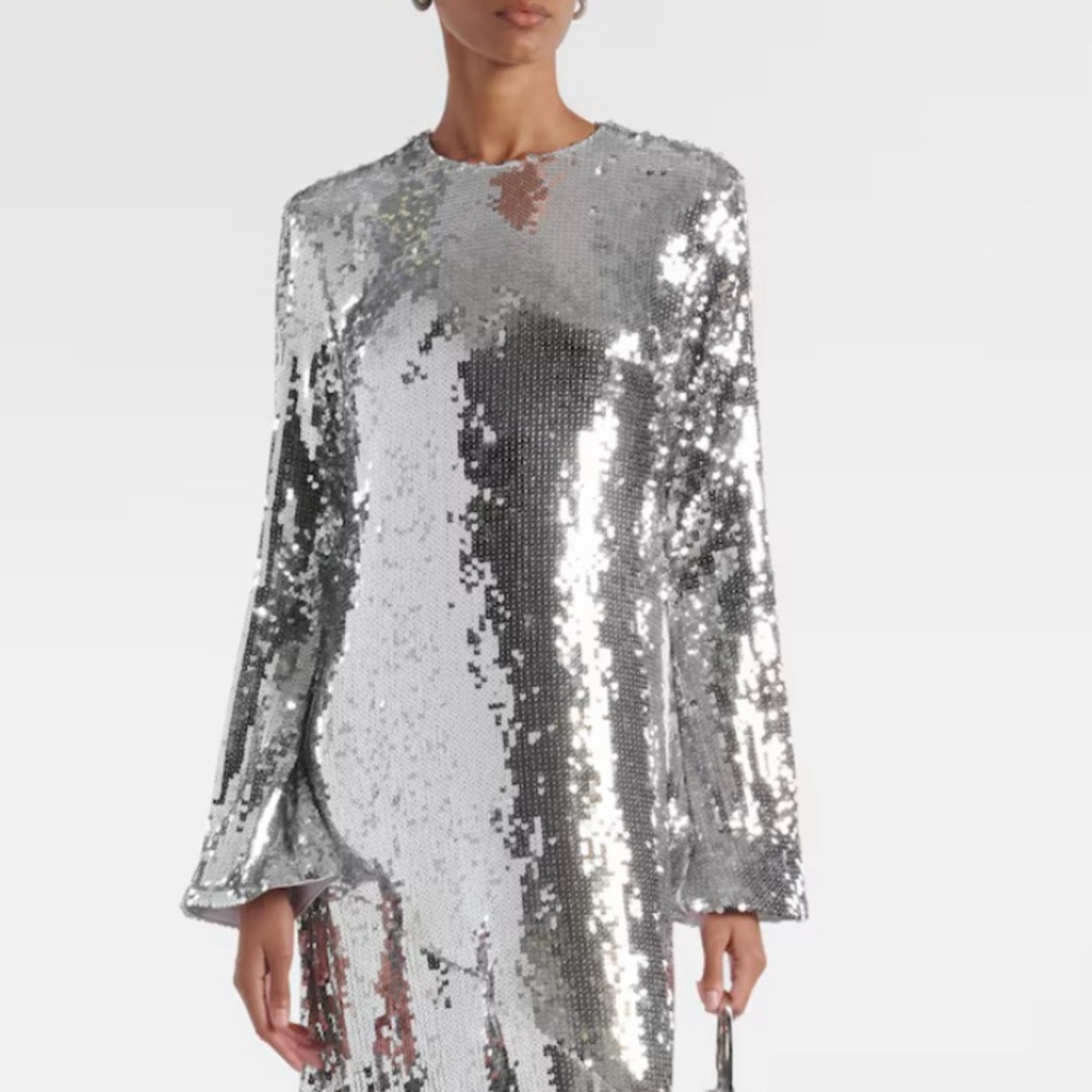 Elegant Silver Sequin Prom Dress